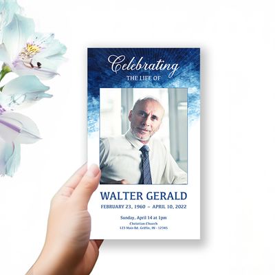 Show details for Blue Watercolor Trifold Program 