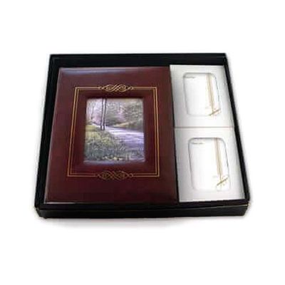 Show details for Funeral Program Frame Maroon 6-Ring Register Book