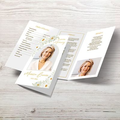 Show details for White Floral Border Memorial Package