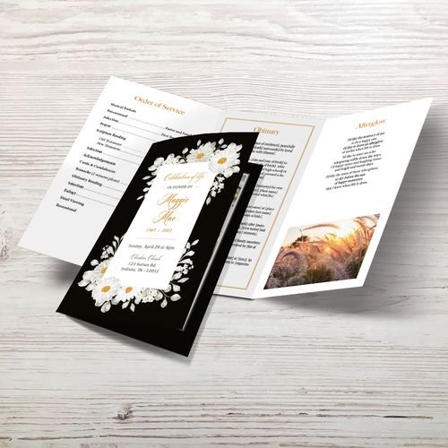 Show details for White Floral Trifold Program (MegaEdit)