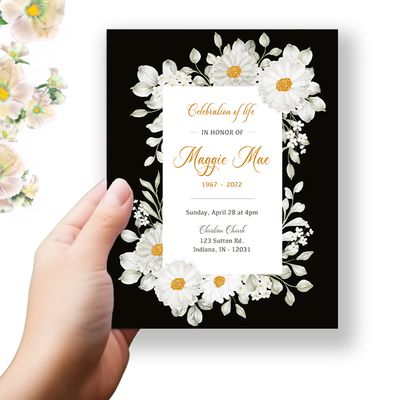 Show details for White Floral Funeral Program 