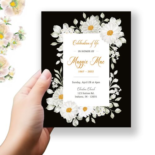 Show details for White Floral Funeral Program 