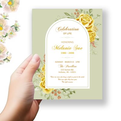 Show details for Yellow Floral Border Funeral Program 
