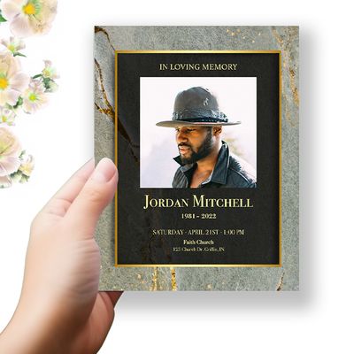 Show details for Gray Gold Marble Funeral Program 