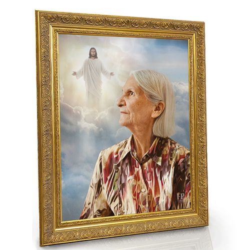 Show details for Framed Memorial Portrait - Welcome Home Lifescapes Background