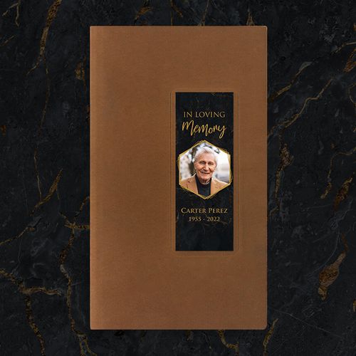 Show details for Black Marble Guest Book - Brown