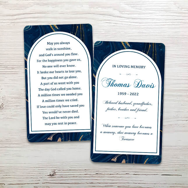 Show details for Blue Geode Memorial Card