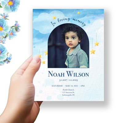 Show details for Sky Star Watercolor Funeral Program 