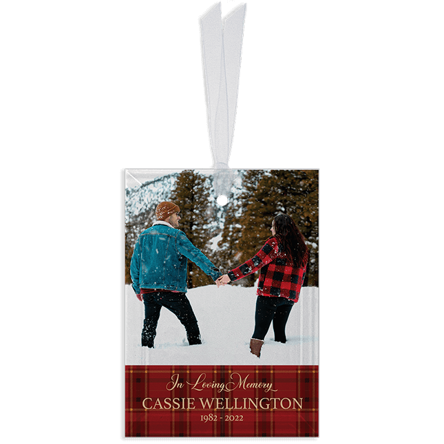 Show details for Red Plaid Rectangle Ornament