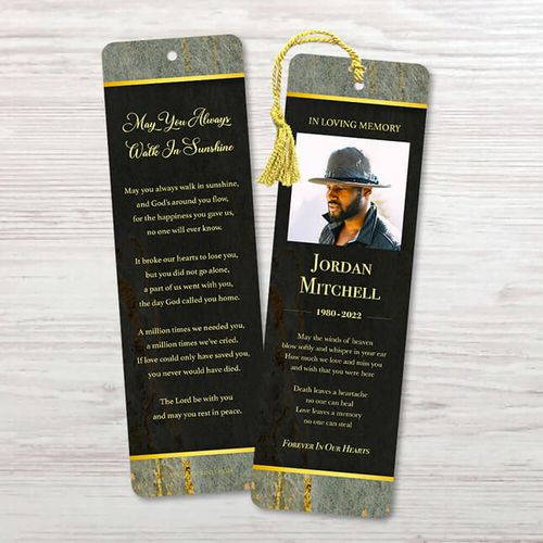 Show details for Gray Gold Marble Bookmark