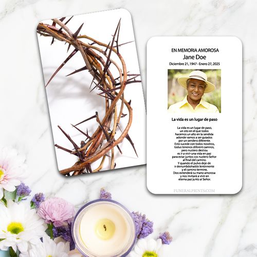 Show details for Crown of Thorns Spanish Prayer Card