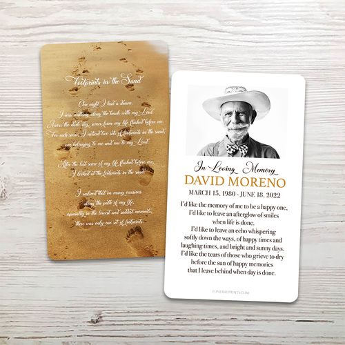Show details for Footprints In The Sand Quote Memorial Card