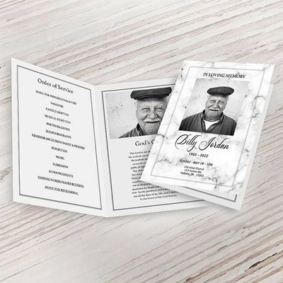 Show details for White Marble Funeral Program 