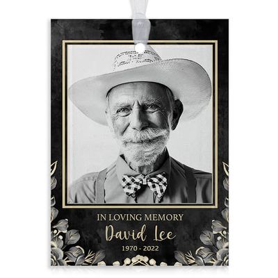 Show details for Black Floral Rectangle Ornament