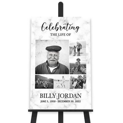 Show details for White Marble Collage Poster