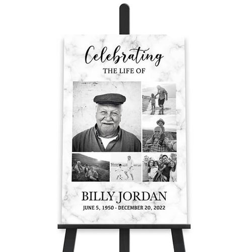 Show details for White Marble Collage Poster