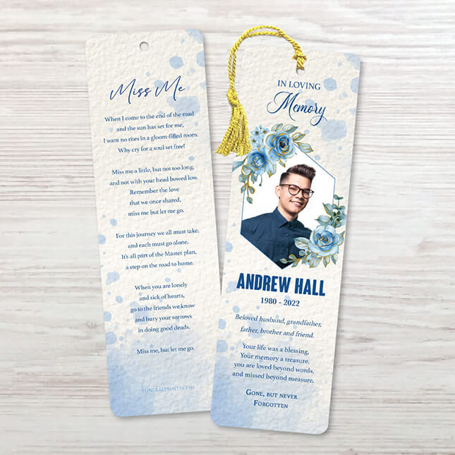 Show details for Blue Floral Bookmark