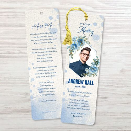 Show details for Blue Floral Bookmark