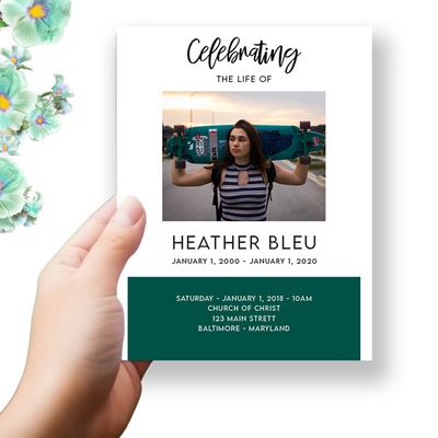 Show details for Contemporary Green Funeral Program 