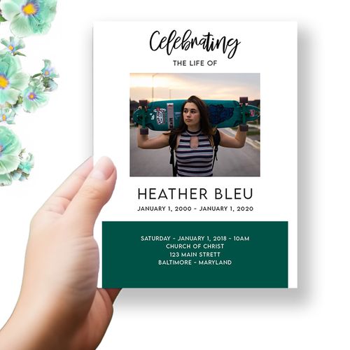 Show details for Contemporary Green Funeral Program 