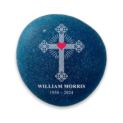 Show details for Frosted Dark Blue Cross Memorial Stones