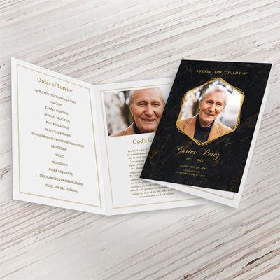 Show details for Black Marble Funeral Program 