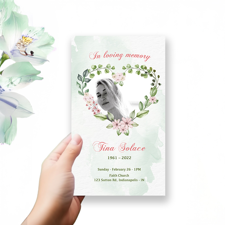 Show details for Heart Floral Trifold Program 