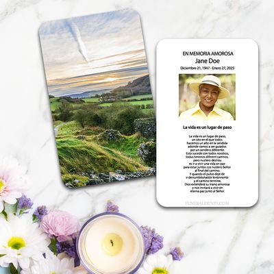 Show details for Irish Landscape Spanish Prayer Card