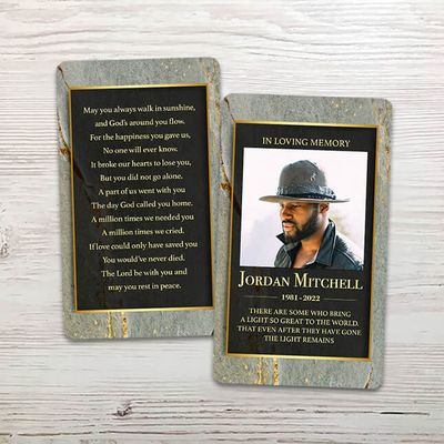 Show details for Gray Gold Marble Memorial Card