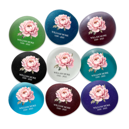 Show details for Multicolor Frosted Assortment Pink Peony Memorial Stone