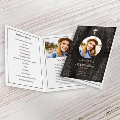 Show details for Rustic Light Brown Funeral Program 