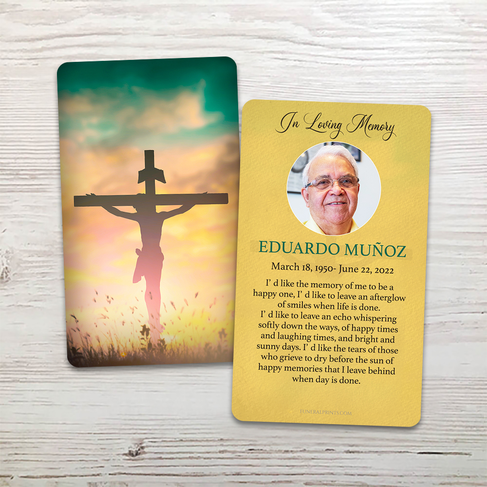 Show details for Jesus on the Crucifix English Memorial Card