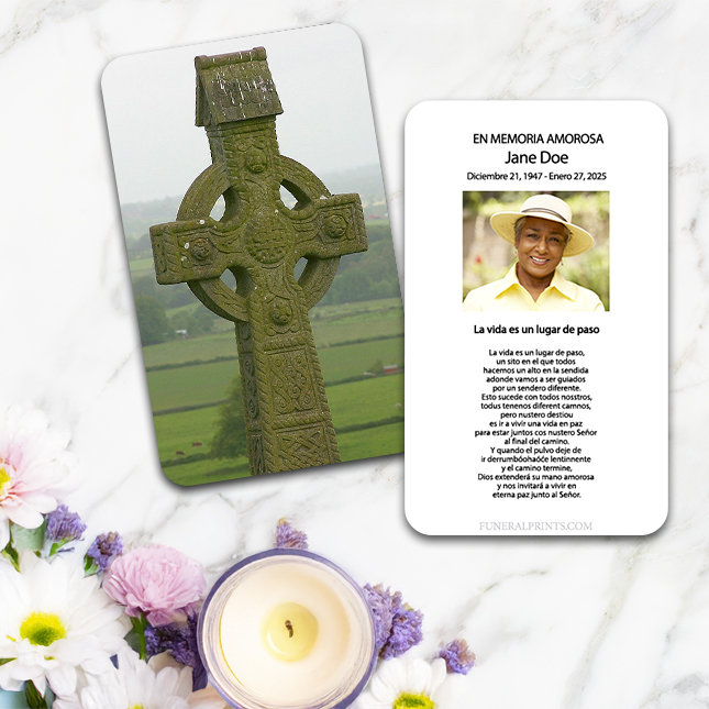 Show details for Celtic Cross Spanish Prayer Card