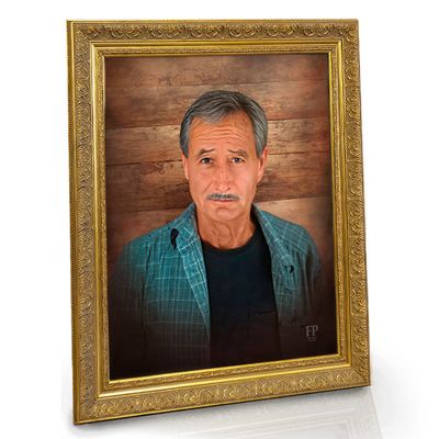 Show details for Framed Memorial Portrait - Rustic Wood Lifescapes Background
