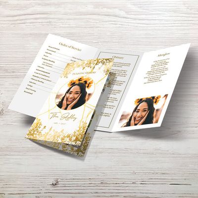 Show details for Gold Leaves Trifold Program