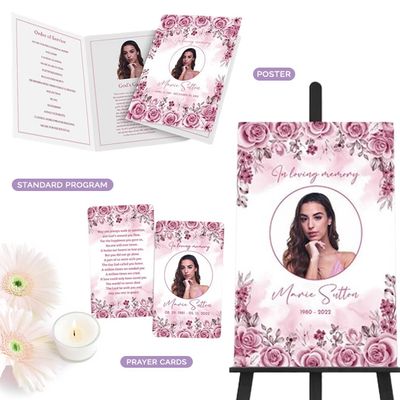 Show details for Pink Floral Border Memorial Package