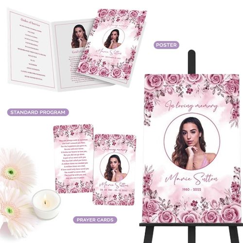 Show details for Pink Floral Border Memorial Package