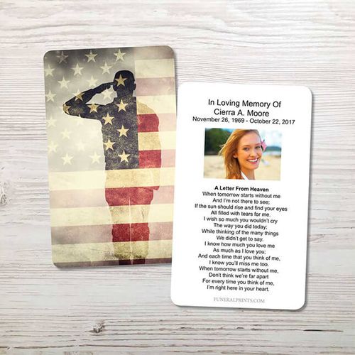Show details for Soldier Saluting Memorial Card