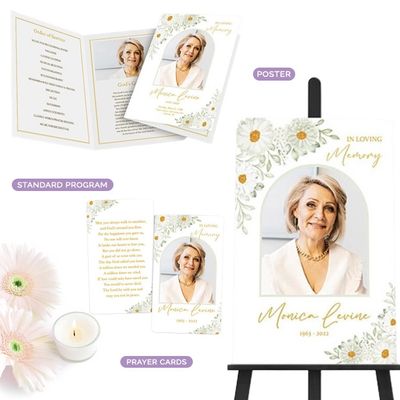 Show details for White Floral Border Memorial Package