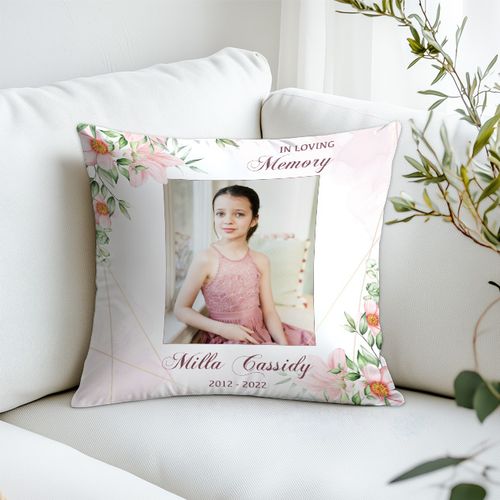 Show details for Pink Gold Floral Pillow